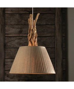 Lampadario "woody" legno e sabbia, e27